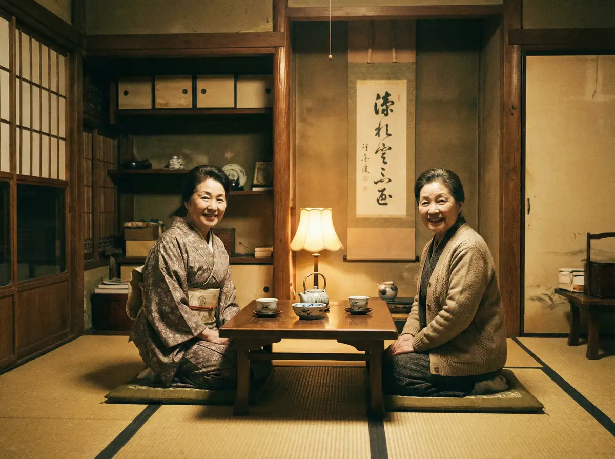 两位优雅的 换妻-换妻视频最新原创与精选|换妻 在日式茶室中品茶交谈